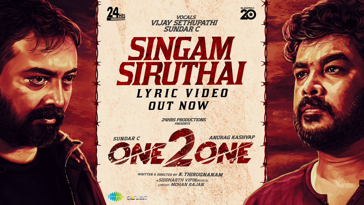 Thankyou @gvprakash Unveiling the fierce and fiery #SingamSiruthai' from #One2One 
Link- youtu.be/I0GlrP3kKLQ
Produced by- @24hrsproductio4
Music By- @sidvipin
Written and Directed by #KThirugnanam
#SundarC @anuragkashyap72 @nituchandra @raginidwivedi24 @actorvijayvarm1