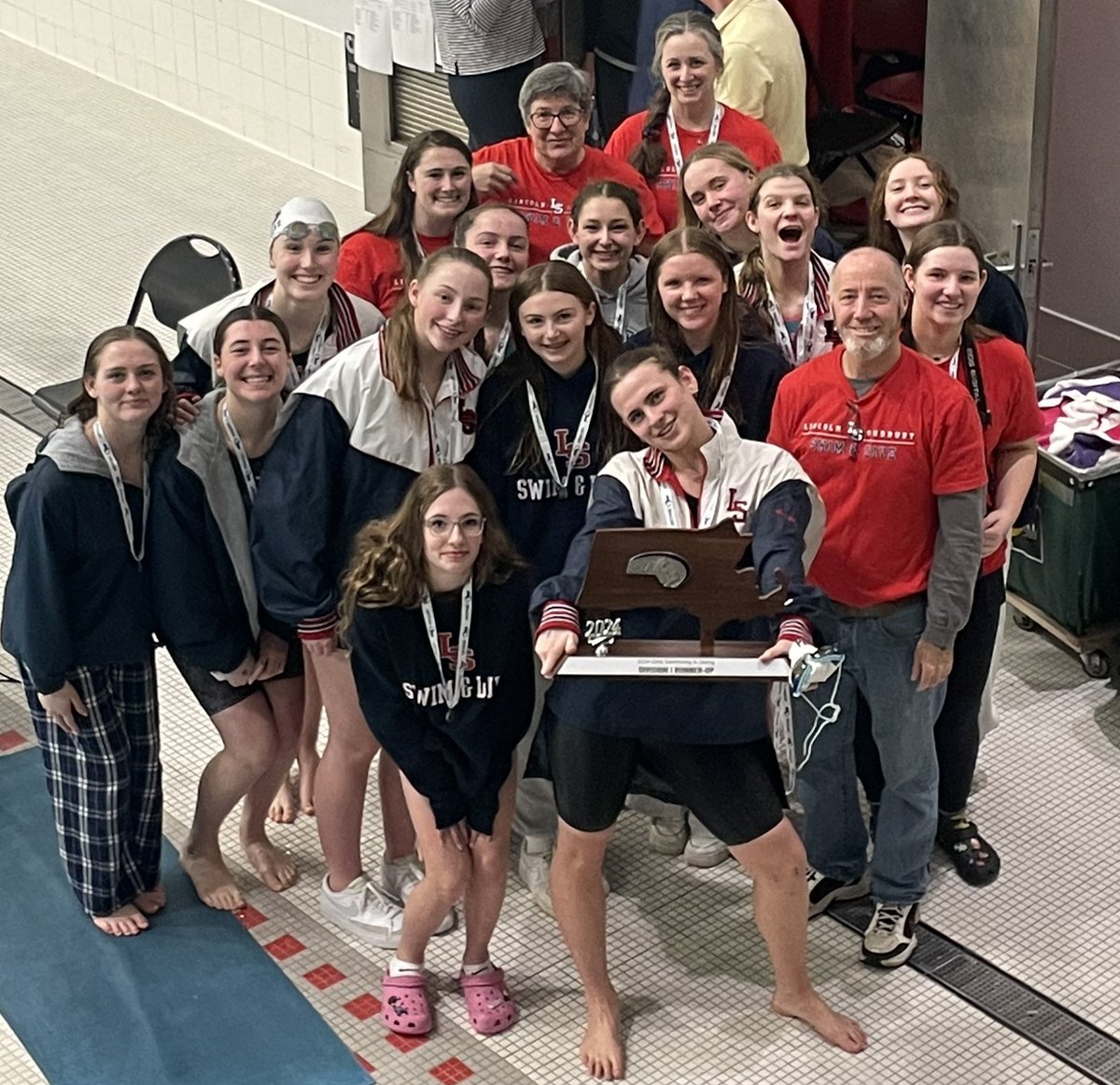 LS_Swim_Dive's tweet photo. LS Girls Swim and Dive take 2nd place at States!!!  Great team effort by all!!! https://t.co/4QVYElfW0H