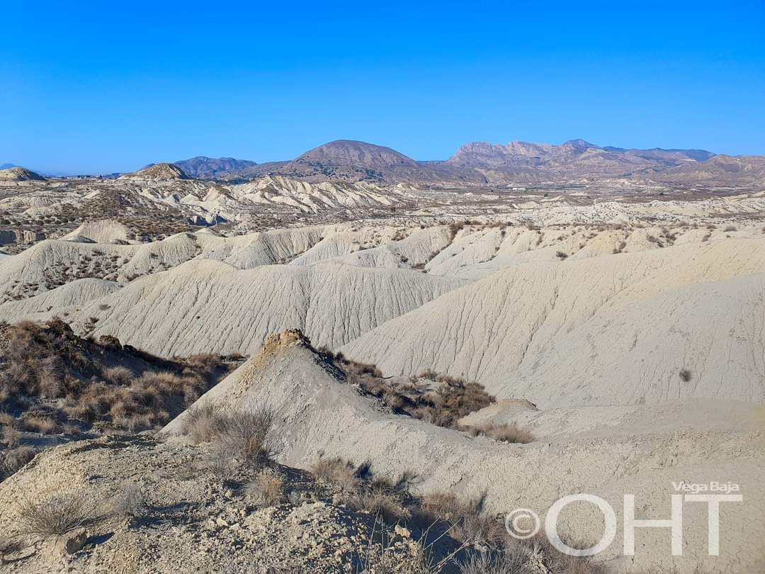 MeteOrihuela's tweet photo. ¡Paisaje desértico, paisaje lunar! En estos días de mitad #febrero2024, un paseo por #Mahoya, pedanía de #Abanilla (#Murcia), junto al cauce del #RíoChícamo. Véase la formación de "#badlands", un #desierto que hace 10 millones de años fue fondo marino. Imágenes: Rafael Riquelme. https://t.co/AsSJltf16q