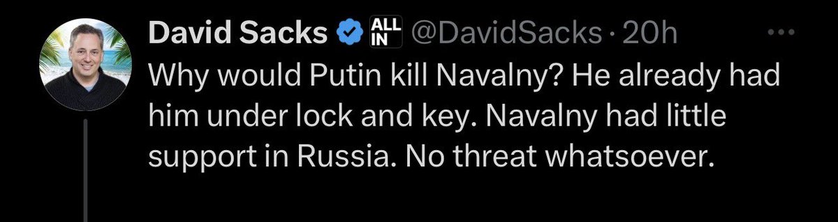 Why were Sergei/Yulia Skripal poisoned if they were living quiet lives in the UK Why did Ravil Maganov fall out of a window even though he received a Medal of Honor from Putin Why was Navalny killed if he’s already in jail There is no conspiracy Putin doesn’t like dissent