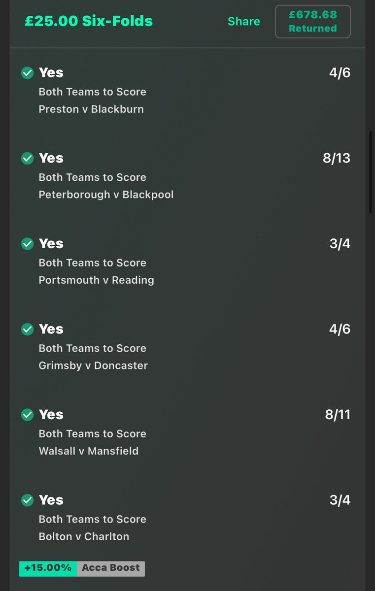 statgodtips's tweet photo. £25 to £678 BOOOM WINNER 💰💰💰💰💰

Don’t call me the Statman, it’s StatGod 🤑🤑

For more ACCA’S hit the button 👇🏽

https://t.co/Qp3XDBmhZe https://t.co/U4BRtfZN5x