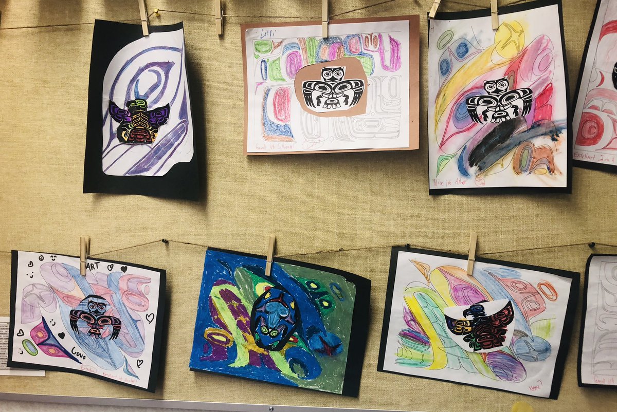Some more amazing Coast Salish inspired art by my grade 4/5 students #abbotsfordSD #abbyschools
