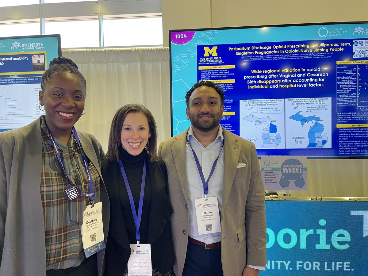 Feeling proud to see my mentee Dr. George share this important research on postpartum #opioid prescribing in Michigan at @MySMFM! Together, we're making a difference in women's health. #Smfm24 @AFriedmanPeahl