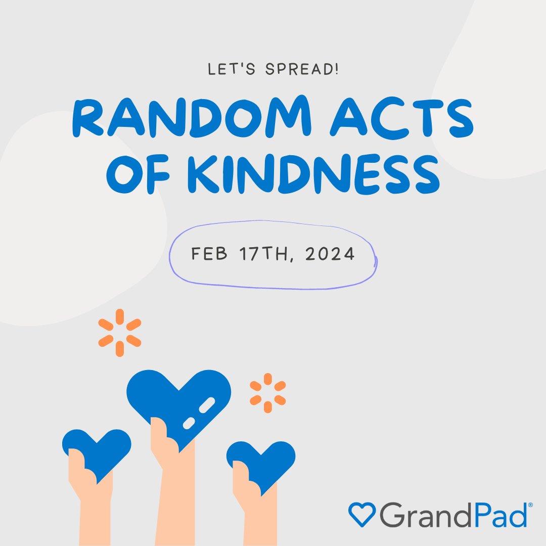 Today we are celebrating random acts of kindness. Surprise an older adult in your life by calling their GrandPad just to let them know you are thinking of them!

#grandpad #tablet #senior #seniorliving #seniorcare #stayconnected