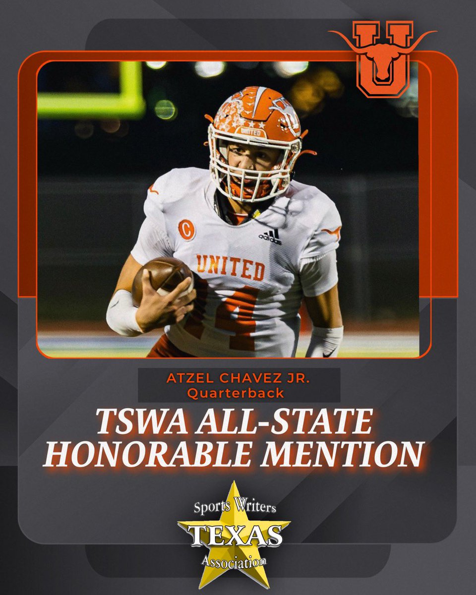 UHSLonghornsFB🏈 (@uhslonghornsfb) on Twitter photo Congratulations to our 5 Longhorns that were selected to the 2023 6A Texas Sports Writers Association All-State Team!!
<a href="/AtzelChavez/">Atzel Chavez Jr.</a>
(5 of 5)
Hook ‘em!! 🤘
#uhsallin
#uhsearntherighttowin Congratulations to our 5 Longhorns that were selected to the 2023 6A Texas Sports Writers Association All-State Team!!
<a href="/AtzelChavez/">Atzel Chavez Jr.</a>
(5 of 5)
Hook ‘em!! 🤘
#uhsallin
#uhsearntherighttowin