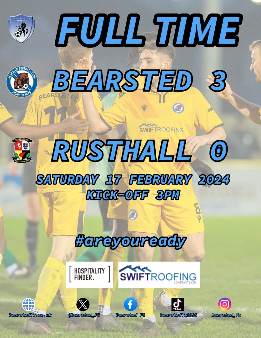 Full Time from Honey Lane has seen Bearsted take all three points winning the match 3-0.
Goals from Jack Palmby, Joel Wakefield and Louis Lovell completed the scoring.
#bearstedfc #bears #football #scefl #kent #letsgo