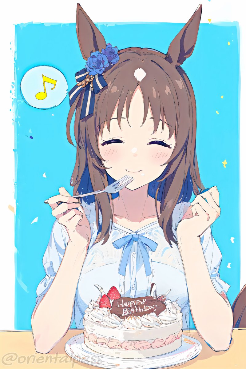 ウマ娘「おはようございます今日はグラスちゃんの誕生日おめでとう!#ウマ娘 #グラスワンダ」|orientalpassのイラスト