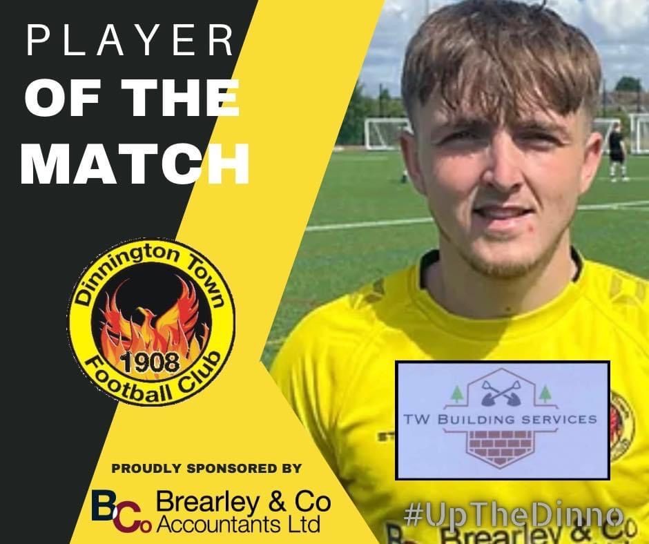 DinnoTownFC's tweet photo. Our Brearley &amp; Co Accountants MoM from the First Team game yesterday. Cameron Evans proudly sponsored by TW Building Services 👏🖤🫶🟡 https://t.co/EYrWbP1teQ