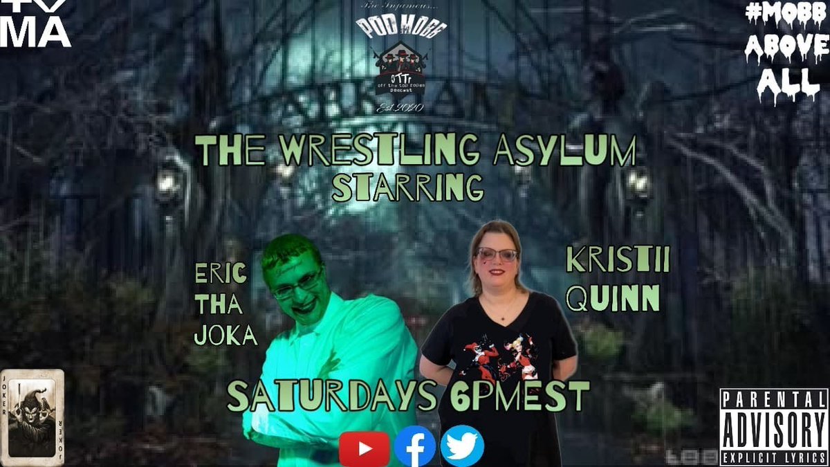 OTTRMobb's tweet photo. Don't miss new episodes of all original content #blackhartsangels #wrestlingasylum &amp; #lastweekinwrestling starting today at 4pmEST on the #ottrnetwork #explore #explorepage #podcast #wrestling #wrestlingnews #comedy #SupportOTTR  #OffTheTopRopesPodcast #PodMobb
#MobbAboveAll https://t.co/GKCJyJKR3J