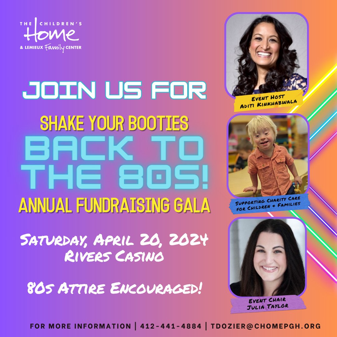 Join us at Rivers Casino on April 20th, 2024, and help us raise funds to support our programs that provide critical services for children and families in need. For more information, visit bit.ly/SYB2024 #chomepgh #fundraising #FundraisingGala #ShakeYourBooties #PGH