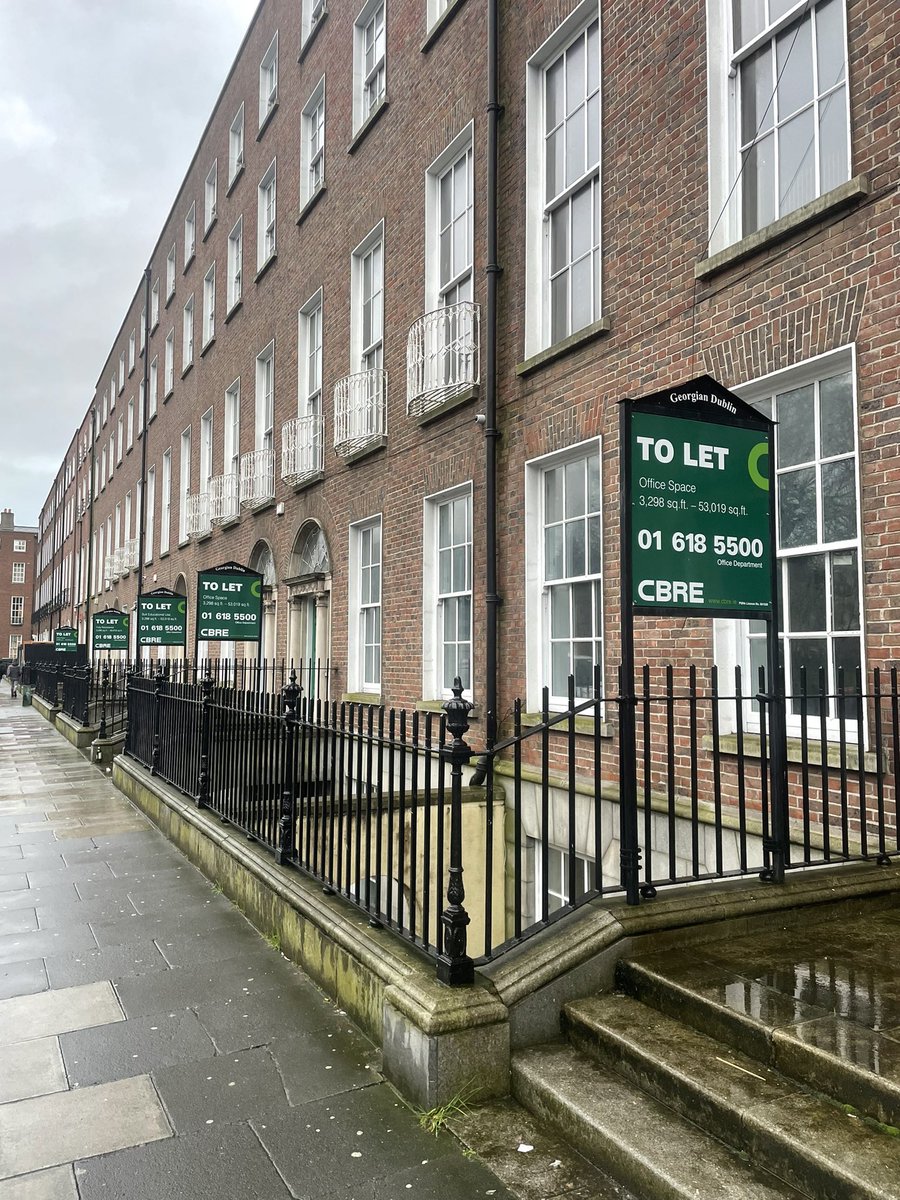 Mountjoy Square, Dublin 5 vacant Georgian houses in a row in this historic square to let as office space. These houses started out as homes in the late 18th & early 19th century. Perhaps, the future of vacant office buildings like these may be as homes again…