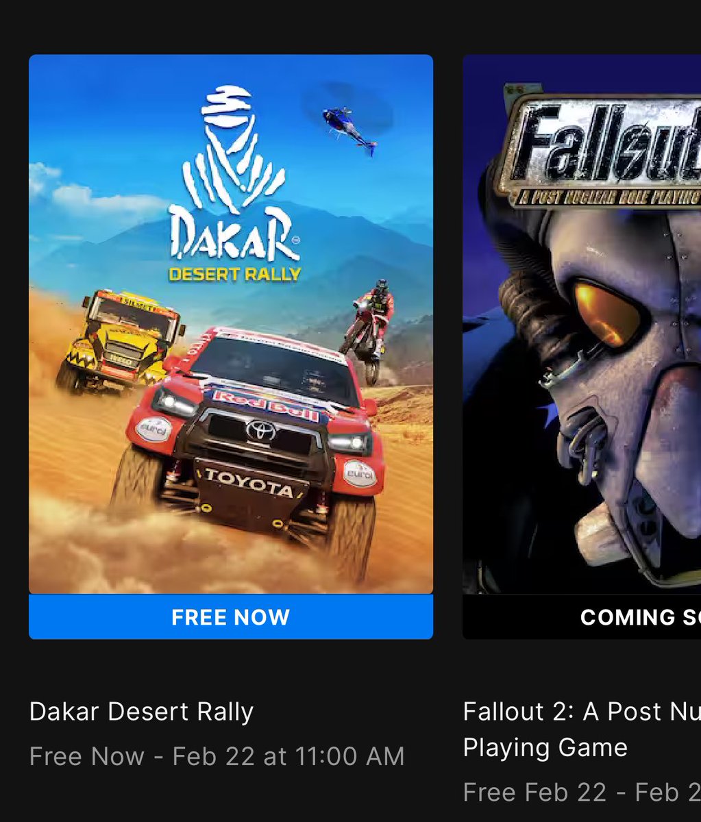 Reminder that there’s still time to get a free copy of Dakar through the Epic Games store