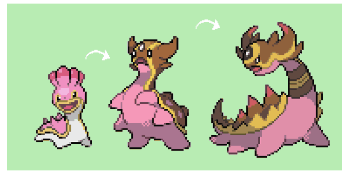20240218オリジナル進化名前:シーカウラスタイプ:みず・じめん #pixelart #fakemon #ファンアート #ポケド 
