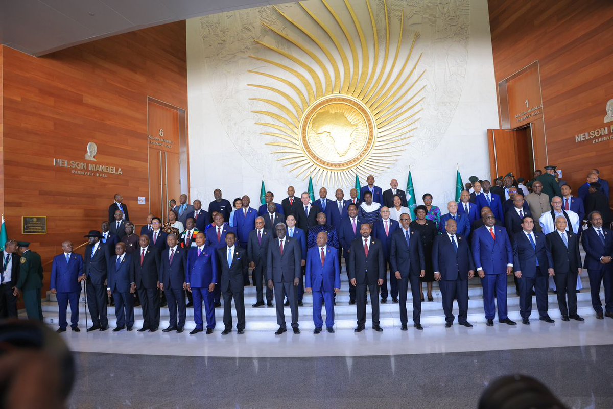 mnsanzabaganwa's tweet photo. Fruitful 1st Day of 37th #AUSummit2024. Heads of State and Government are deliberating on important Continental programmes that include #AUReforms; #Education; priorities of Africa in #G20 among others as we strive for the #AfricaWewant. This summit also marks the launch of the 2nd Ten Year implementation plan of our august #Agenda2023.  #YearofEducation