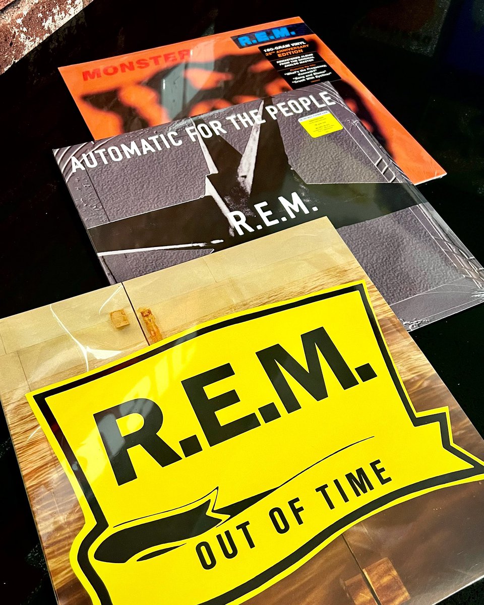 That’s me in the corner… 🎶 Three ‘25th Anniversary’ @remhq classics were restocked yesterday. Remastered from the original analog sources, this album trifecta represents a generation. Michael Stipe is a cultural hero. #90sMusic #MichaelStipe #REM