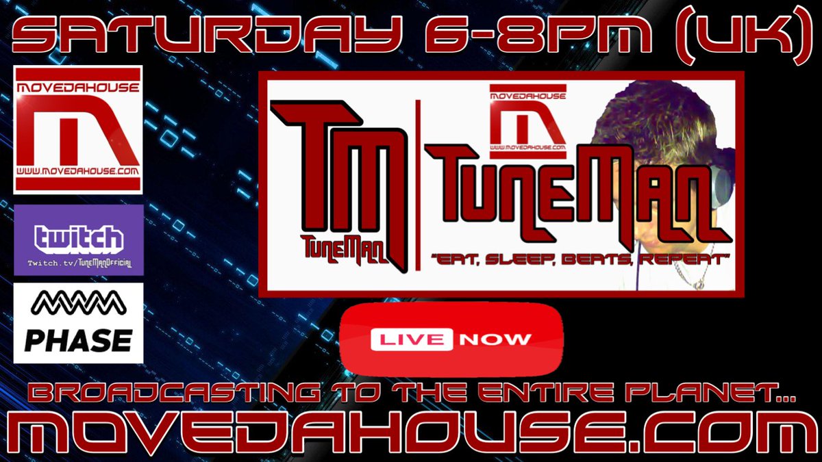 Now Playing Live on MoveDaHouse Radio #livestreaming #RadioShow 6-8pm #UK #DJ TuneMan @TunemanOfficial #playing #HouseMusic #deephouse #techhouse #techno #acidhouse #internetradio #Radio #listenlive #watch #chat #MoveDaHouse LISTEN-LINK website: movedahouse.com