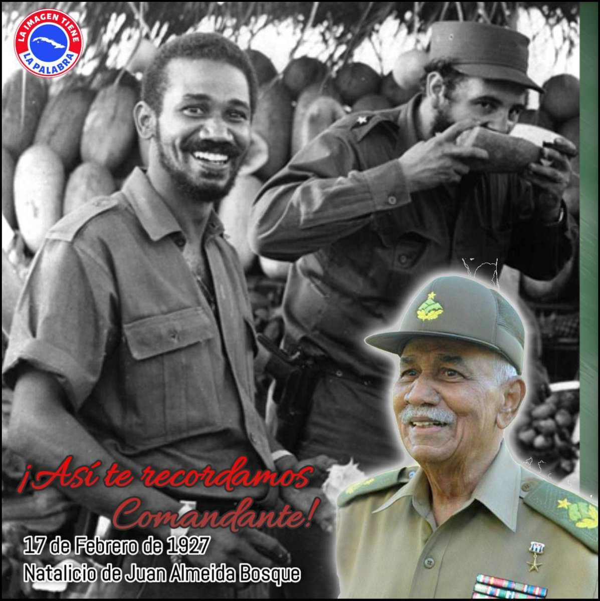 yoslainesanche2's tweet photo. Hoy cumpliría 97 años el hombre que gritó bien fuerte:
 "Aquí no se rinde nadie, c...", 
el invicto Comandante de la Revolución Juan Almeida Bosque
#AlmeidaVive
#cubaporlavida 
@cubacooperaven 
@cubacolabora 
@ara_cordinacion 
@CdiCocos https://t.co/g7QboP90j6