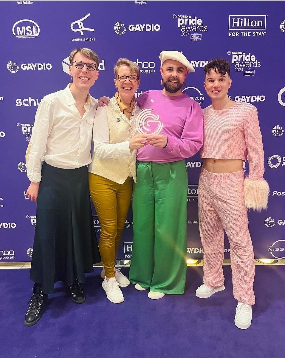 KristalDestiny_'s tweet photo. And the winner is... 🎉🎉🎉🎉

Congrats to the whole @popnollyuk team on winning the Enterprise Award at the @gaydio Pride Awards last night. So happy for Olly, Jack, Mel and James 💖🏳️‍🌈🏳️‍⚧️💋

Proud to be fundraising to get Pop’n’Olly booksets in every Peterborough primary school. https://t.co/u5lhzhsfv4