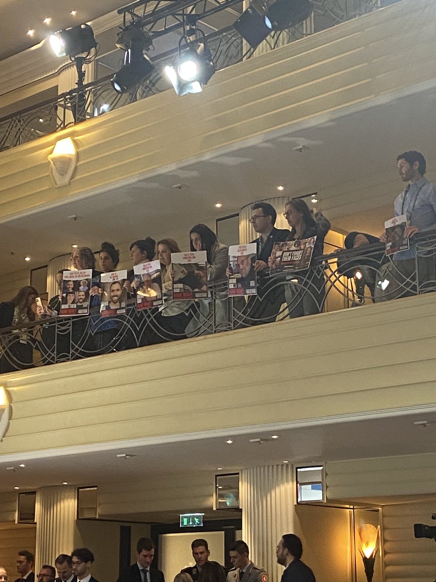 Members of hostage families and freed hostages in the main hall of #MSC2024 . #BringThemHomeNow