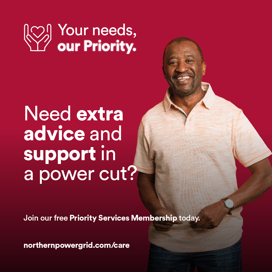 Northpowergrid's tweet photo. Your needs are our priority. If you need extra advice and support in a power cut, we can help. If you have a medical or personal condition and need extra support, consider signing up for our free Priority Services Membership https://t.co/MZoCNGkJTK. #PoweringInclusion https://t.co/V1c8Slyij7