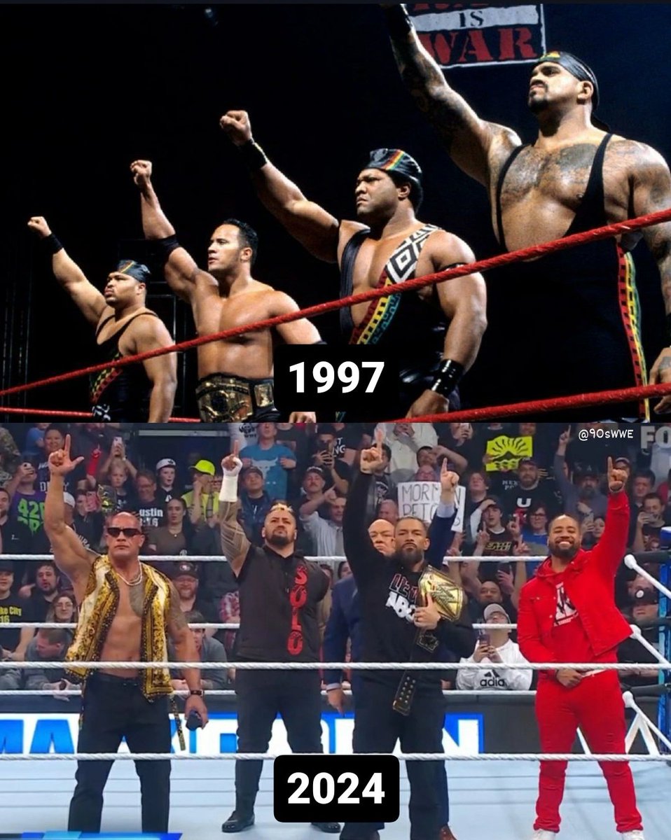 90sWWE's tweet photo. 1997 vs 2024. @TheRock https://t.co/tY32EgjDm6