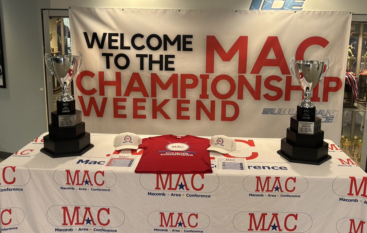 Trophies are in the house and will be crowned today!!
7:20pm @romeo_bulldogs_hockey vs @anchorbaytarshockey for the MAC Red Title

5:00pm marysville can win a solo MAC White Title with a win over @uticafordunifiedhockey