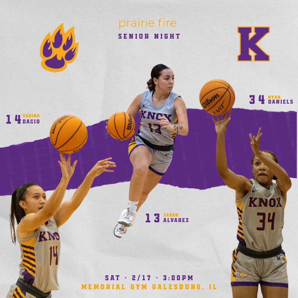 KnoxWomensBBall's tweet photo. It's game day! Come join us as we face Cornell College this afternoon as well as celebrate our incredible seniors, Sarina, Nyah, and Saxon! #GoPrairieFire 🦊🔥
🎥https://t.co/EOUK7qwJQU https://t.co/hJ6Ha10VQe