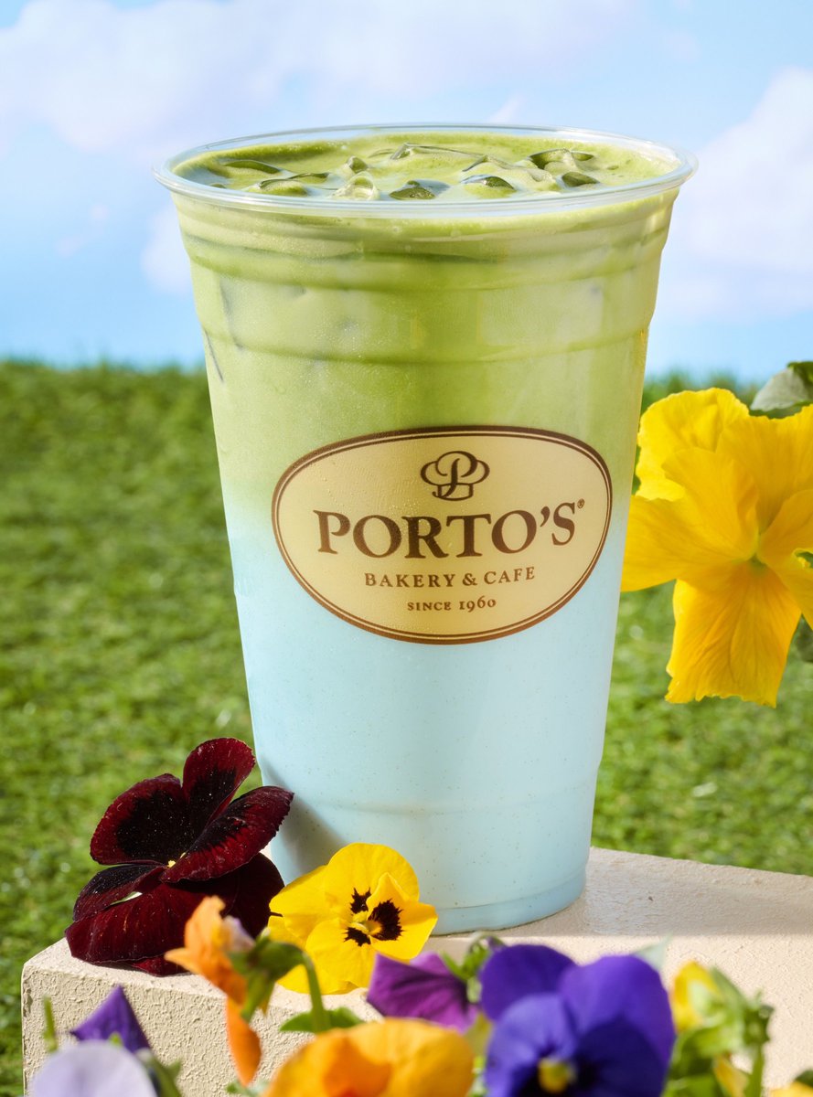 Introducing our NEW Blue Jasmine Matcha Latte. Now Available at Porto's Bakery! 💙🍵