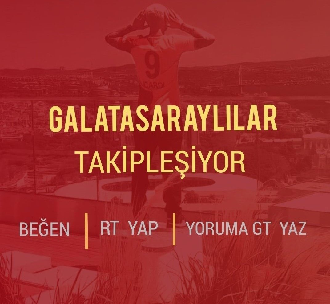 REKOR TAKİPLEŞME BAŞLIYOR

HERKESE ANINDA GT VAR🟨🟥

📍RT YAP 🎯
📍GT YAZ 🎯
📍BEGEN 🎯

YORUM ATAN HERKESİ TAKİP EDEREK BİRLİKTE BÜYÜYELİM! 

🦁🦁

#GSLİLERTAKİPLEŞİYOR
#GALATASARAYlılarTakiplesiyor
geri takip follow follow back
GT