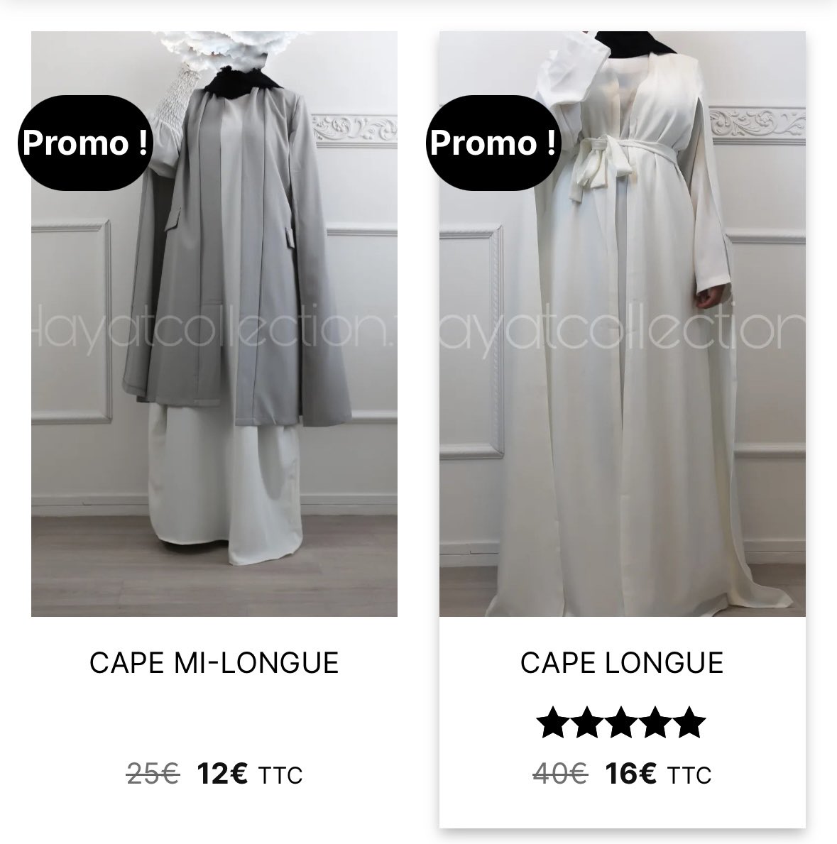 HayatCollection's tweet image. SALAMMMMM LES FILLES 💕

Tout le site passe à -60% ! Oui oui, tout le site 🤭

Abaya 12€, khimar 13€, jilbab 16€, qamis 14€, kimono 10€, hijab 3€ etcccc

Site : hayatcollection.fr