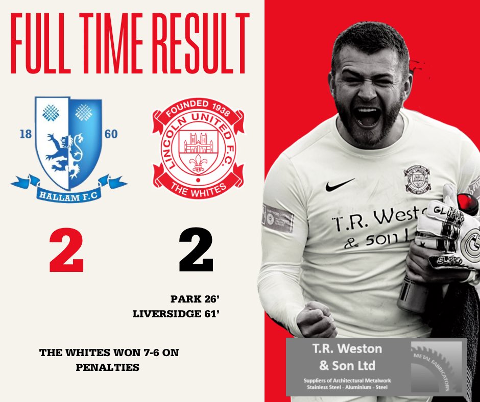 𝐅𝐔𝐋𝐋 𝐓𝐈𝐌𝐄!

⚽️❌

‘The Whites’ are through to the quarter finals of the FA Vase!!! 🤩

Goals scored by:

Park (Sponsored by John Bustin)
Liversidge (Sponsored by Taylor Lindsey)

#TheWhites