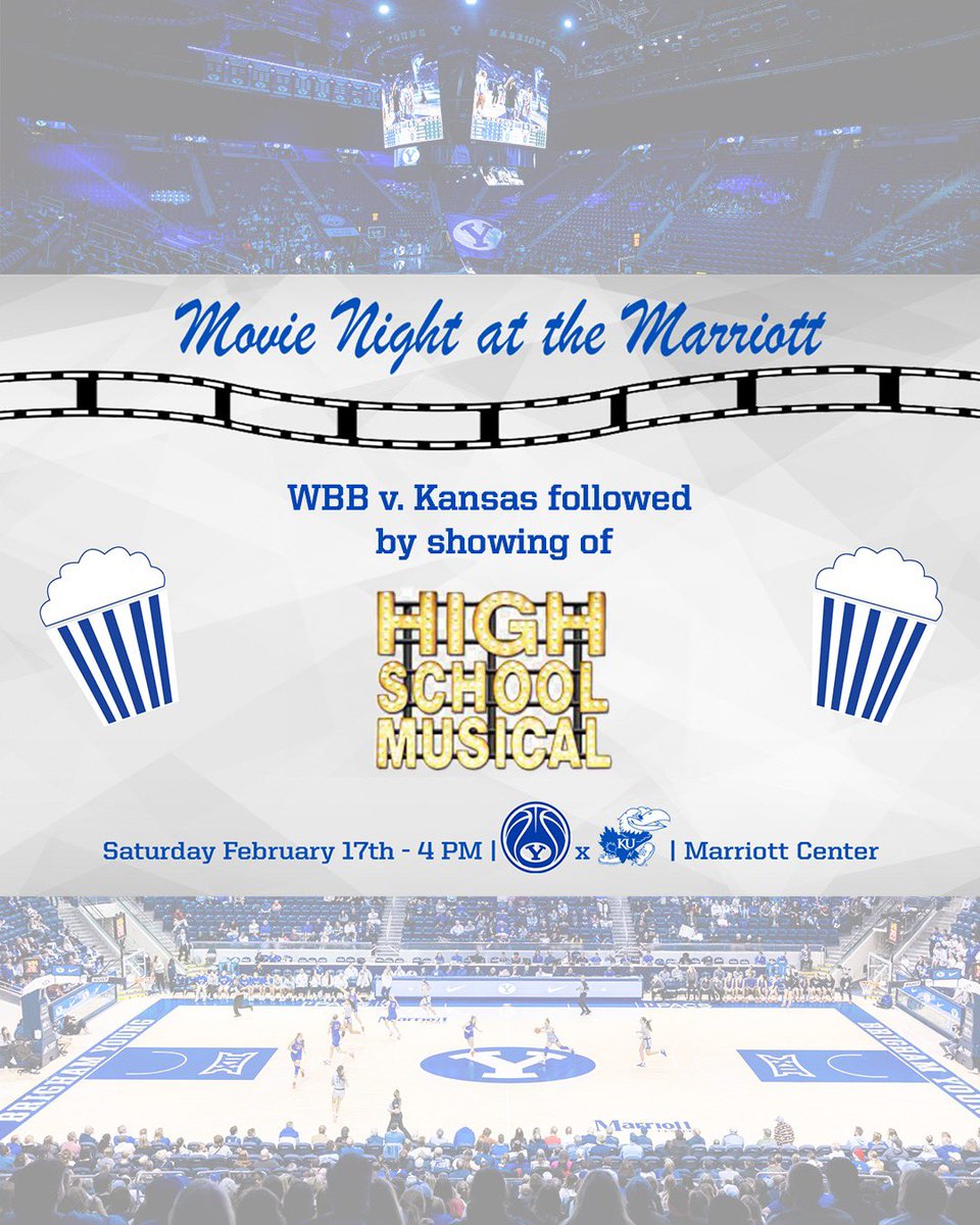 𝐌𝐨𝐯𝐢𝐞 𝐍𝐢𝐠𝐡𝐭 𝐚𝐭 𝐭𝐡𝐞 𝐌𝐚𝐫𝐫𝐢𝐨𝐭𝐭🍿 Grab your popcorn and join us after the BYU vs Kansas WBB game for a showing of High School Musical