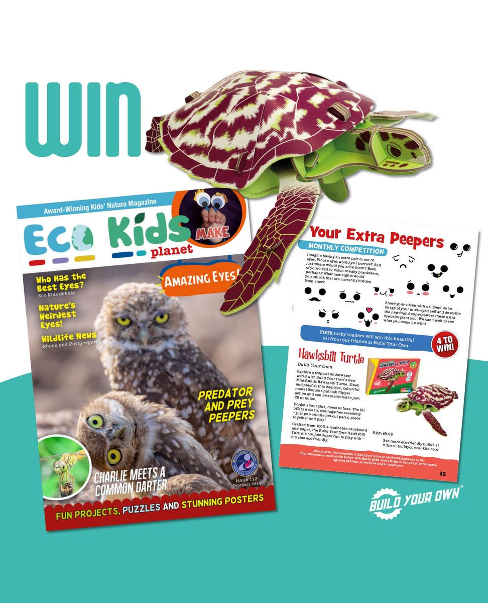 There are FOUR Turtles up for grabs 💫. Pick up a copy of @ecokidsplanetmag today for details on how to enter. We can’t wait to see what you come up with! Good luck! 🤞 #byokits #screenfreekids #naturemagazine #designcompetition #halftermactivities