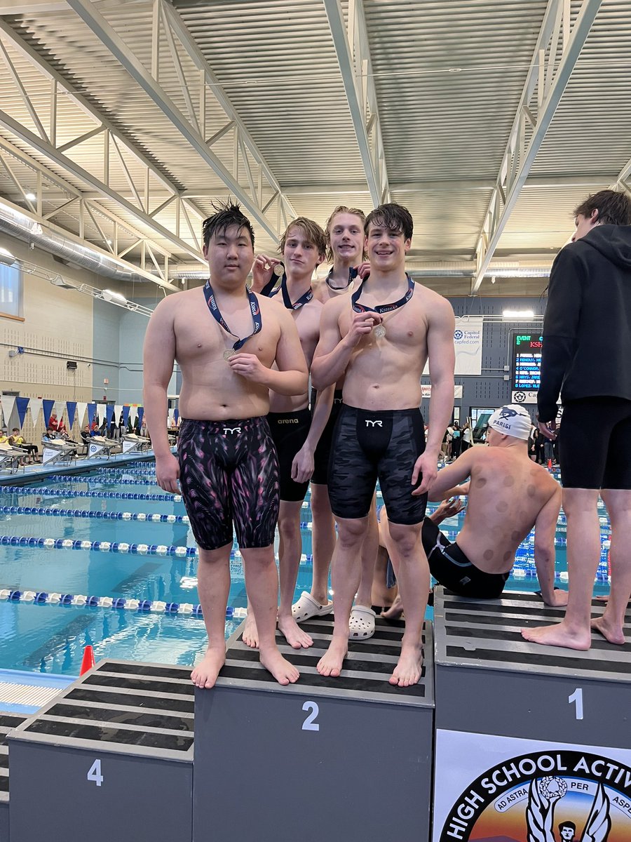 BVNW Medley Relay of Christianson, Deardorff, Churchill, and Lee places 2nd at STATE!!! 💜