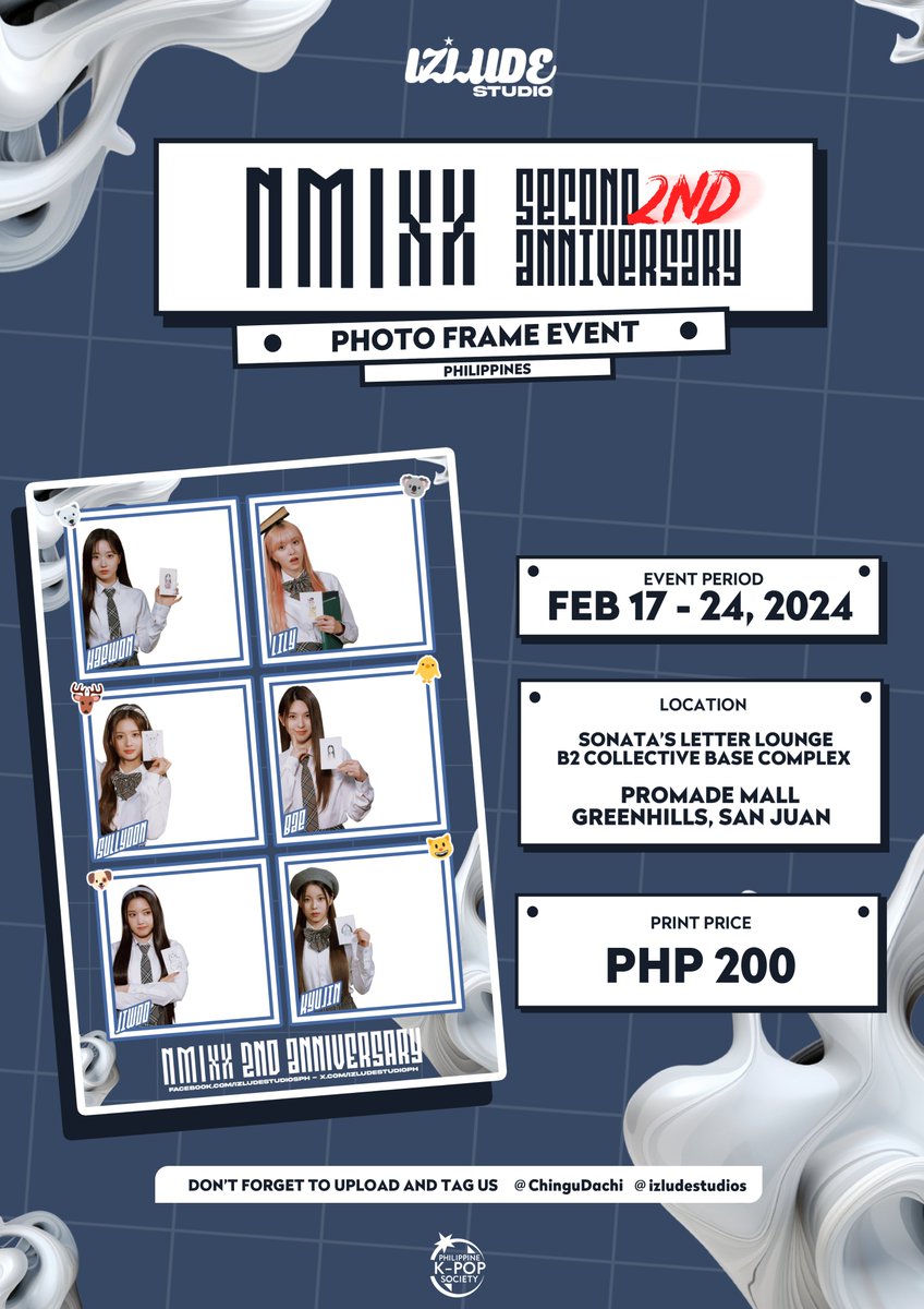 🌟 DASH to frame those precious memories! 📸 Join us at Sonata's Letter Lounge in Greenhills, San Juan for NMIXX's Photo Frame Event happening from February 17-24, 2024! 

🎉 Let's celebrate NMIXX 2nd ANNIVERSARY filo-nswers!