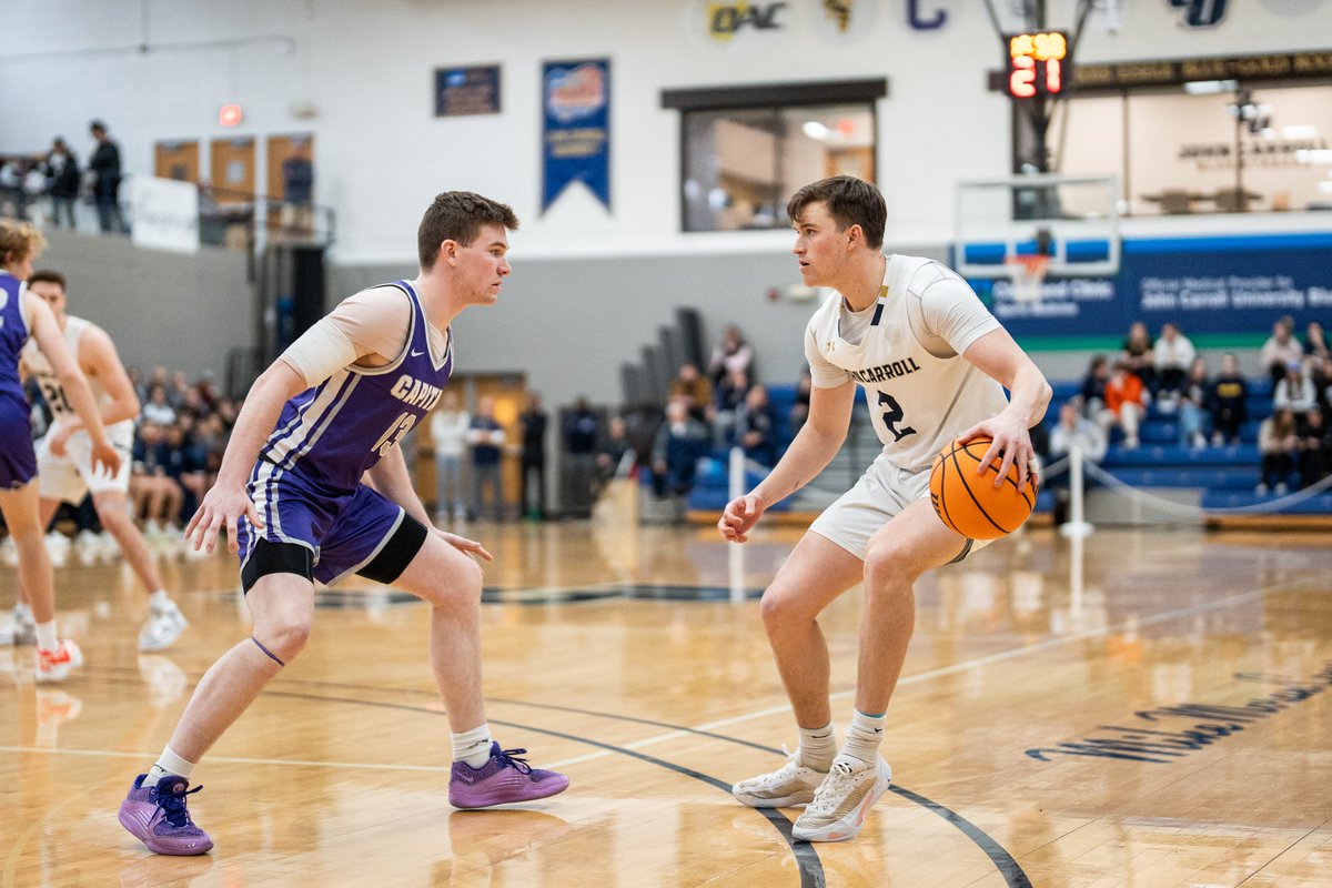 jcusports's tweet photo. MBB: #1 John Carroll came alive in the second half to catapult past Capital on Senior &amp; Graduate Day 🏀

Full game recap: 
📰 https://t.co/SFX0SLTprF https://t.co/um3f3yime5