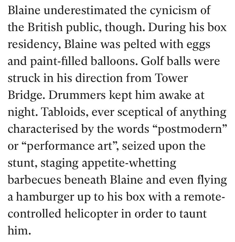 disappoptimism's tweet photo. Just been reminded that David Blaine did 44 days in a Perspex box suspended over the Thames in London &amp; we Brits just wanted to fuck with him:

I’m so proud of our nation. https://t.co/j2EVWfMPcd