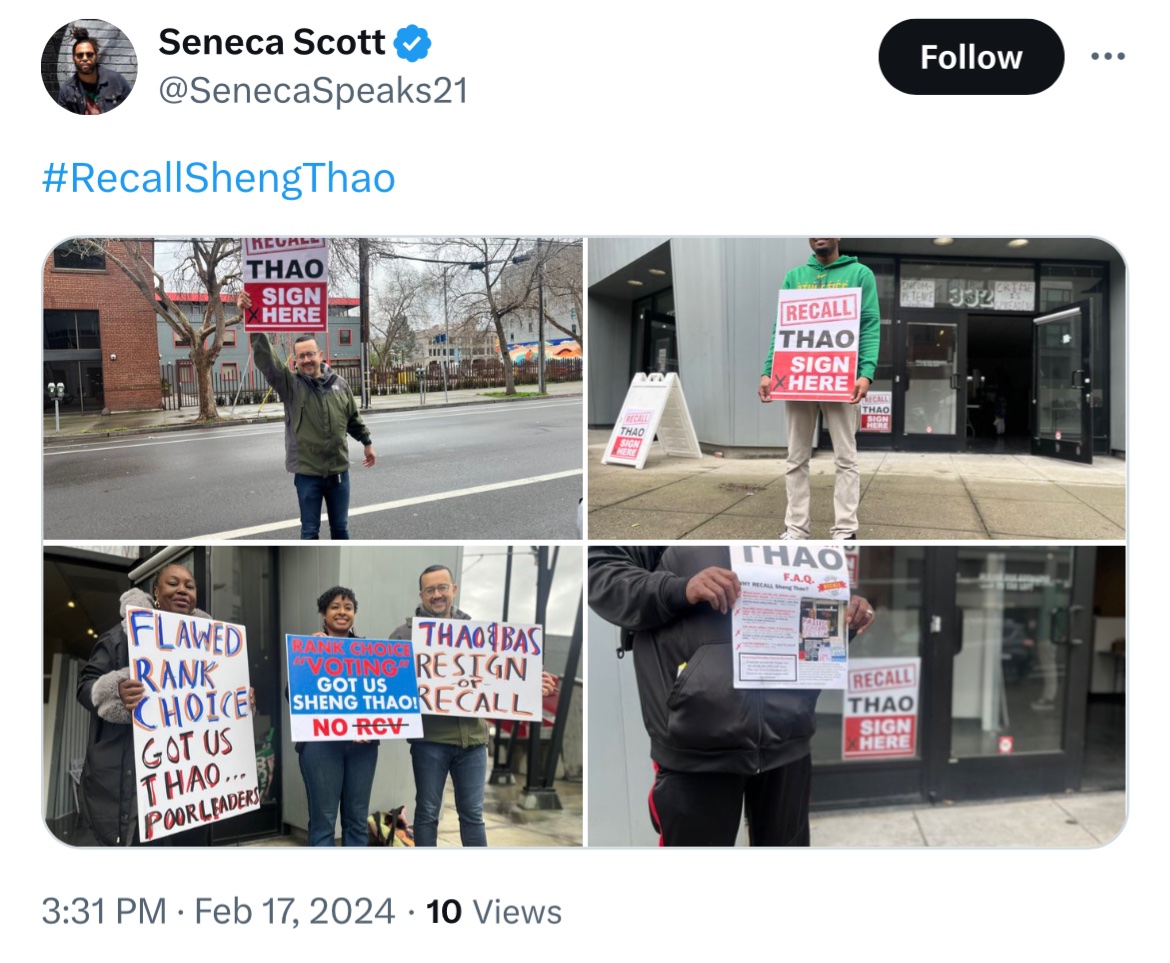 Wow huge crowds at the #RecallShengThao kickoff 🤣

Looks like Loren Taylor’s old Chief of Staff stopped by to remind everyone it’s a sore loser fest.