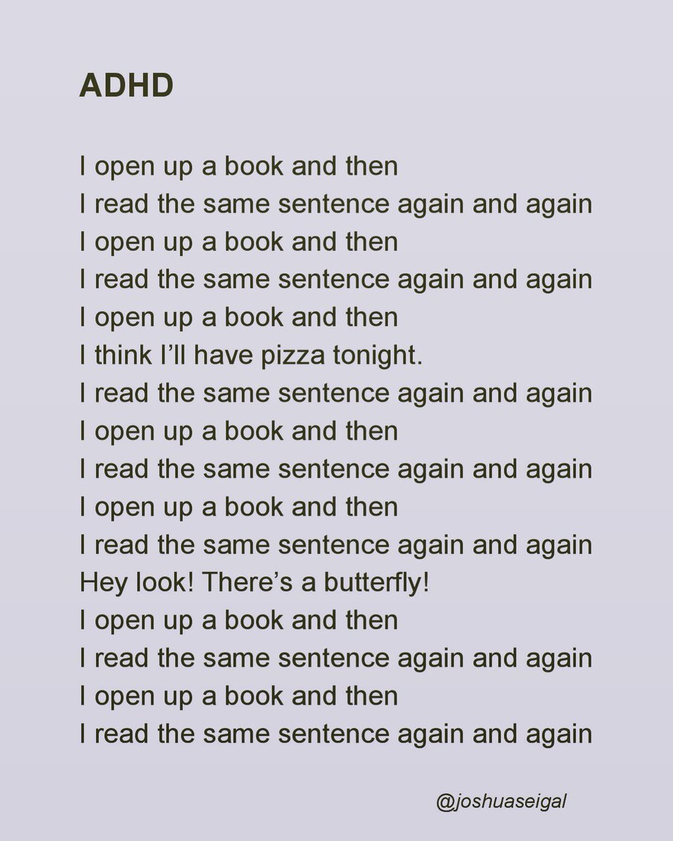 My timeline’s been full of #ADHD content today so thought you might get a wee titter out of this poem