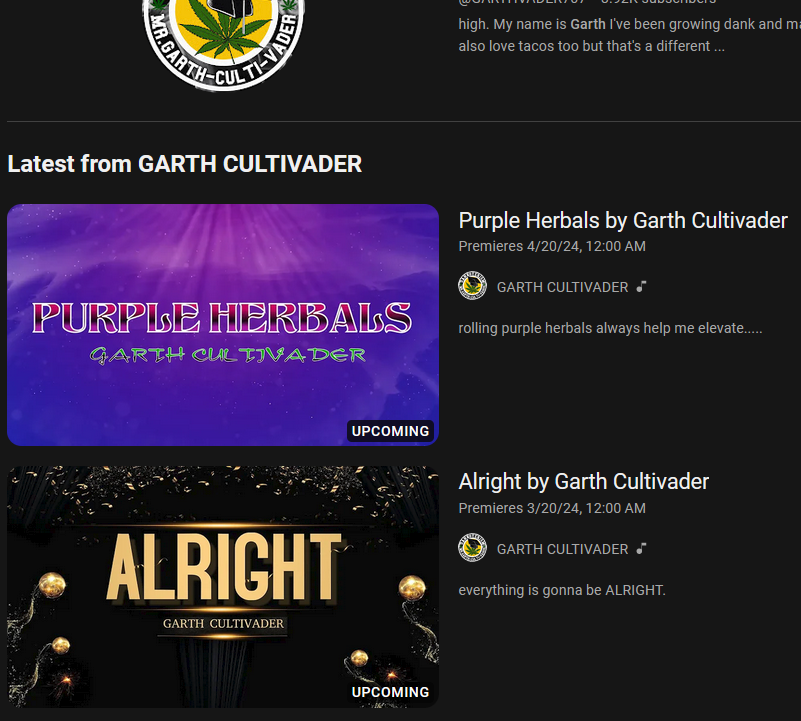 theKINGofDOPE's tweet photo. Damn.. Garth Cultivader has new videos dropping on 4/20 #RIP https://t.co/TcYtKjfWgO