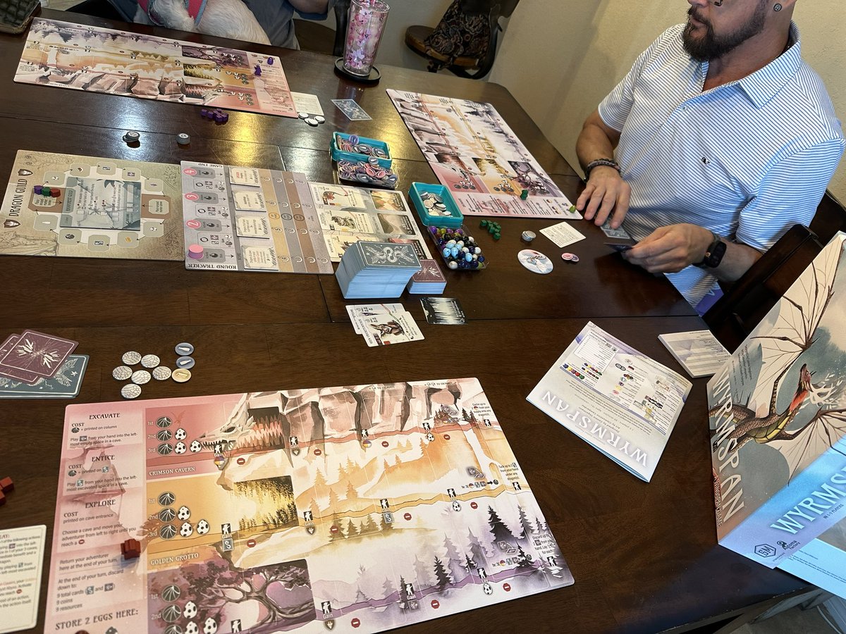 JayUnplayable's tweet image. Getting lots of #boardgames played this weekend. #Wyrmspan is a great successor to #Wingspan. Really like the changes made and how much crunchier it feels. Fit to Print also was a surprise for me, it’s a really cool real time tile laying game.