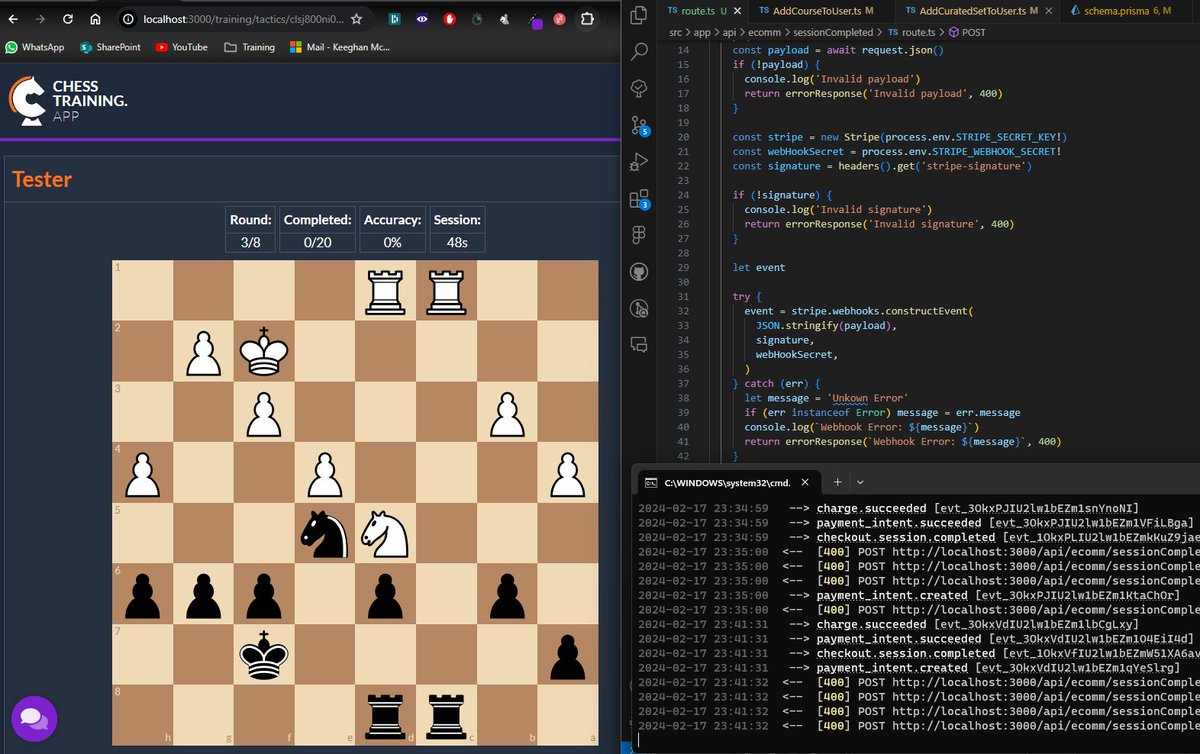 ChessTrainApp's tweet image. Nothing quite like midnight eCommerce #programming 😴 luckily the @stripe  documentation is actually very good! 
Curated #chesstactics sets coming soon 🥳🥳