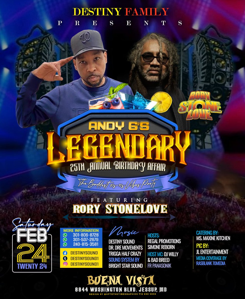 🚨🚨 🗣️ONE WEEK TO GO🚨🚨 for Andy Gs @destiny_sound_gs 25th ANNUAL #LEGENDARY 80s/90s and Beyond #ORIGINAL Dancehall Vibes Party with the Legendary @rorystonelove @TRIGGAHALFKRAZY @DrMovements @BUENA VISTA 8844 Washington Blvd Jessup Md Get ready, it’s going to be a movie 🚦🎥🎬