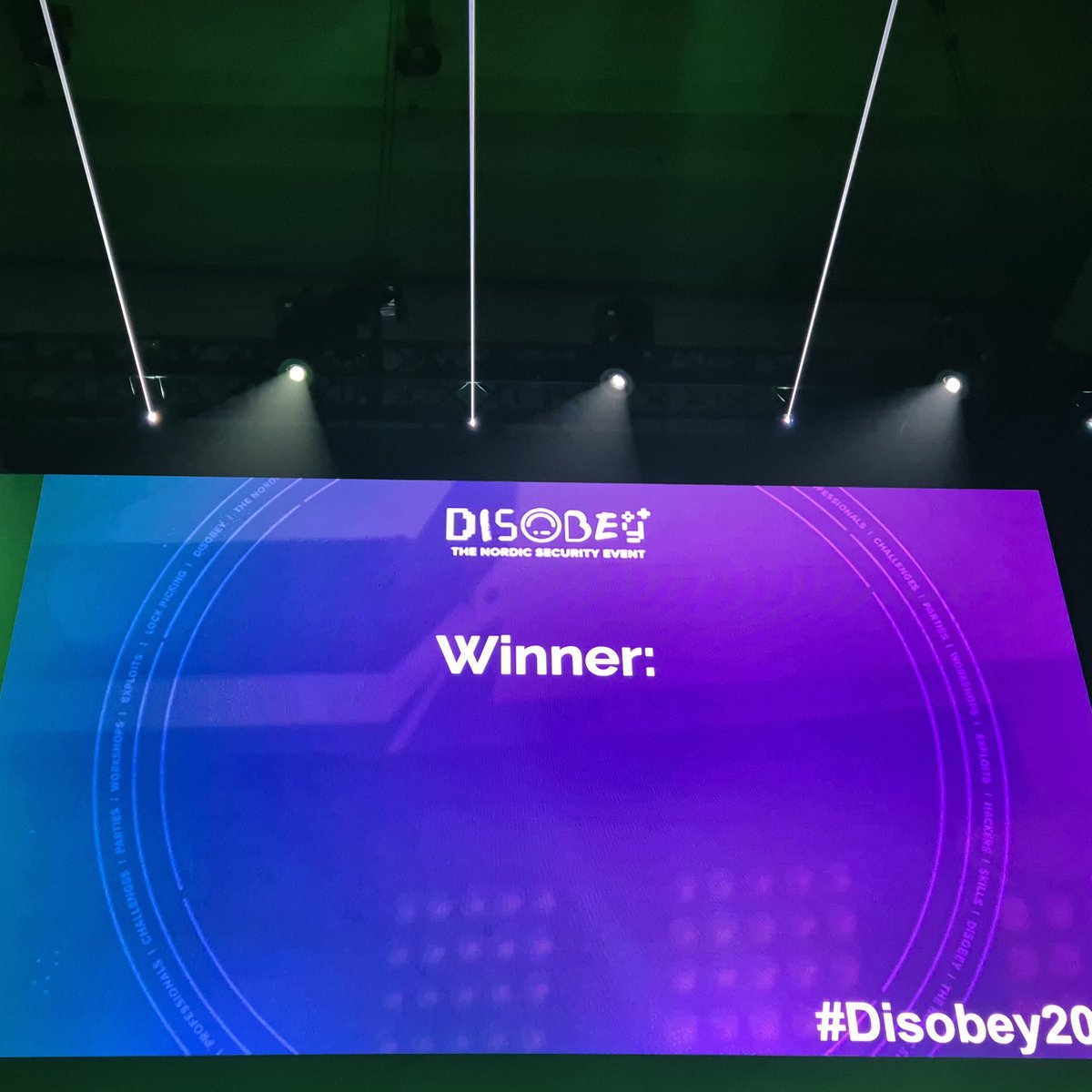 The winners for the Disobey CtF have been announced! (The name was an empty space - the winning team had 9 members :)) Congratulations! #disobey2024