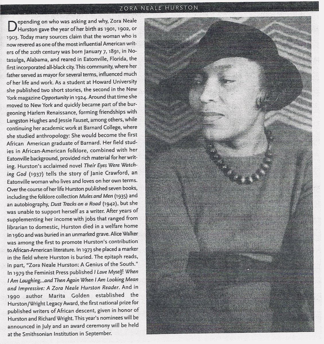 Found this Jan/Feb 2002 issue of “Poets & Writers” magazine in my archive with two wonderful short articles: 1 on poet Langston Hughes and 1 on novelist Zora Neale Hurston. The article on Ethiopian ✍🏽 Nega Mezlekia was too long to include. 
#BHM 
#LangstonHughes #ZoraNealeHurston