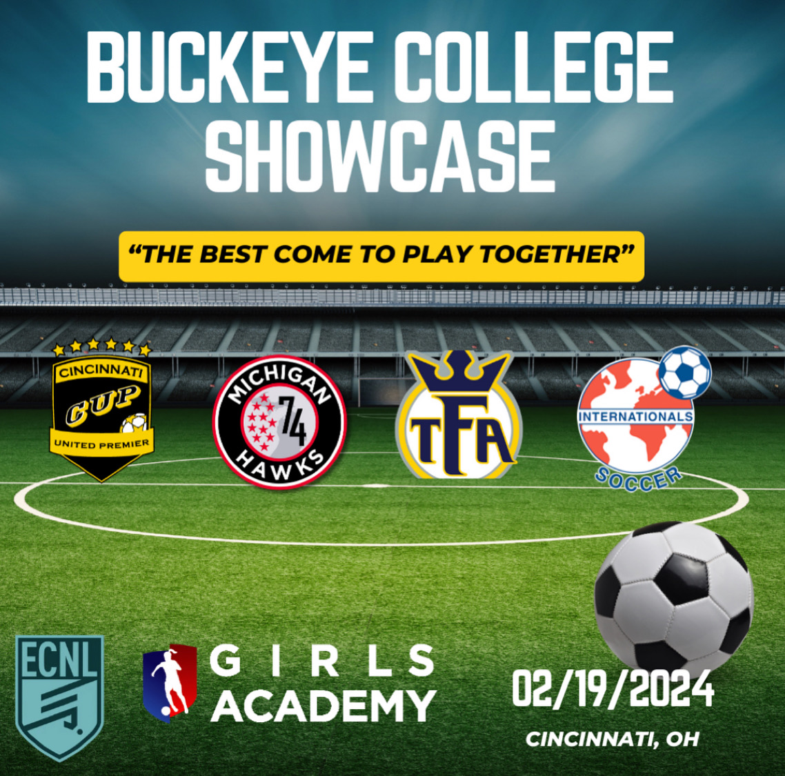 CincyUnitedCUPG's tweet image. Don't miss out! We'll be hosting a number of other clubs for matches as part of our Buckeye College Showcase. 🏆

This is a chance for players to be seen by college recruiters and for players to engage with coaches representing college teams! ⚽