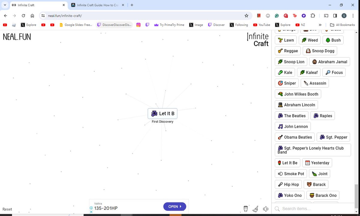 cjaher0's tweet photo. Made my first "first discovery" in InfiniteCraft - Let It B @nealagarwal https://t.co/kYpuEVScz4
