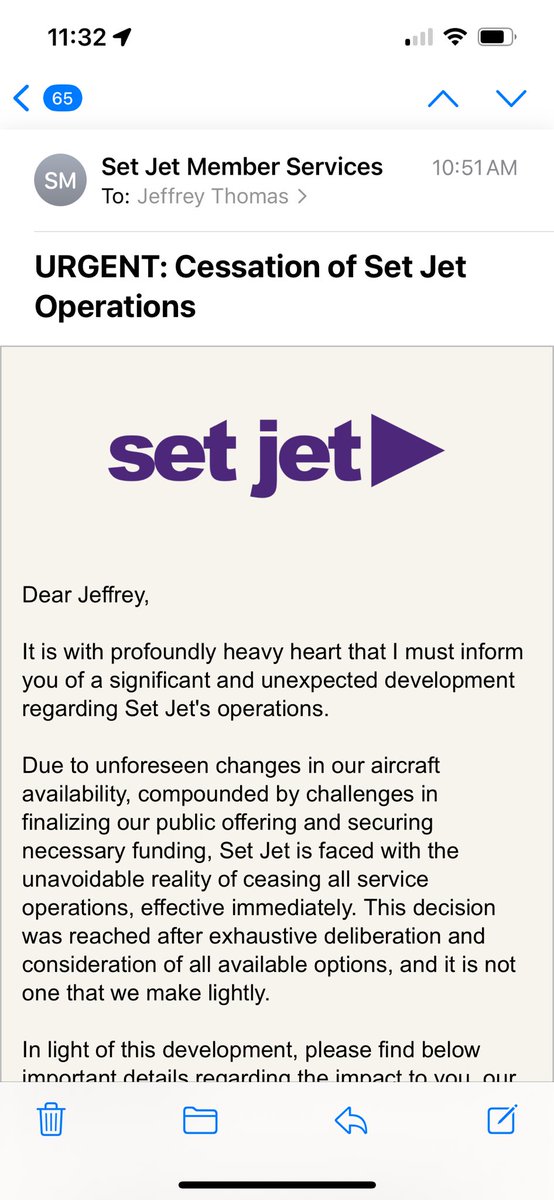 This is annoying @FlySetJet is done #SetJet #privateaviation