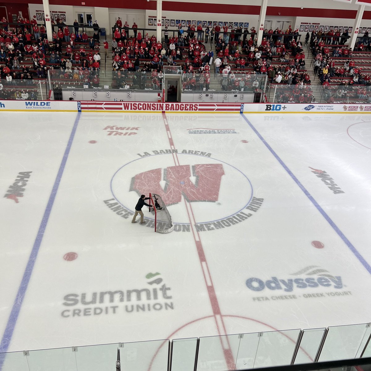 JonLGreen's tweet photo. It’s Rock Day at LaBahn Arena for the second game of this series in the Border Battle! No. 2 Wisconsin vs No 5. Minnesota coming up on @BigTenPlus at 2:00 pm CT after last night’s OT thriller. I’ll be on the call with @JoeyBonadonna. https://t.co/ZAMLMP9V90