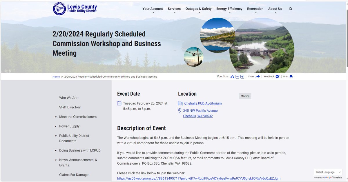 Susan_Dupres's tweet photo. WA STATE #LewisPUD
#SmartMeters
Lewis County PUD Commissioner's Meeting
345 NW Pacific Avenue, #Chehalis, WA
Tuesday, Feb. 20 - 5:45 pm to 8:00 pm
Details to attend in person or via Zoom:
https://t.co/cCMpWYd7Co https://t.co/4pZ7DawShI